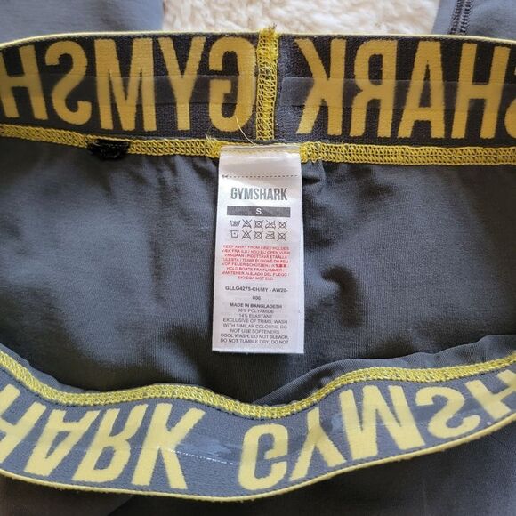Gymshark Fit Seamless Charcoal Grey w Yellow Waistband Leggings S Small - Picture 9 of 12